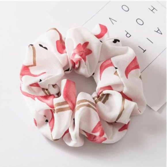 4pc Flamingo Hair Scrunchie Set - Picture 4 of 4